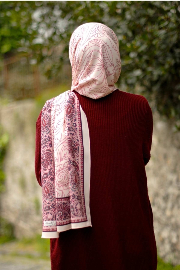 Mimelif Şehnaz İpeksi Desenli Şal Krem