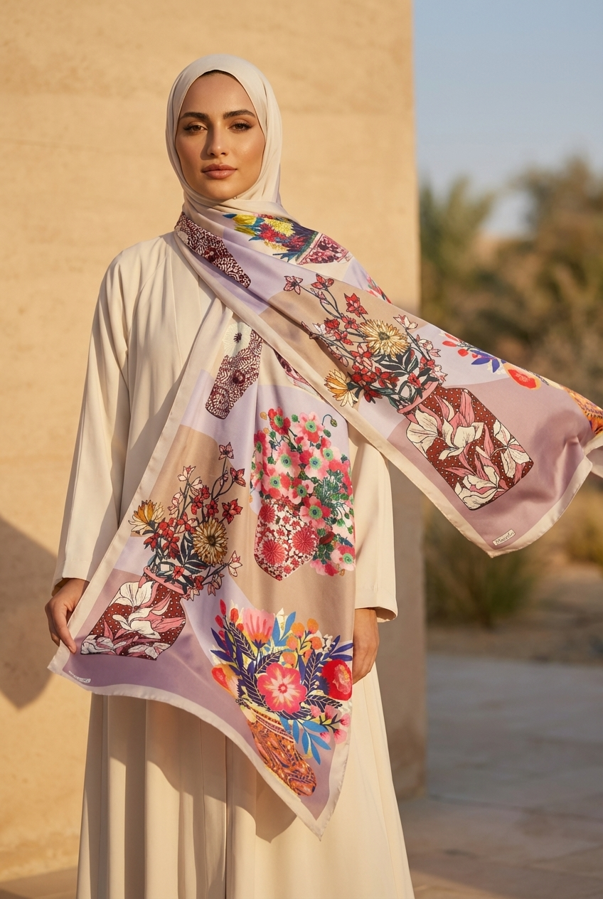 Mimelif İpeksi Floral Art Desenli Şal