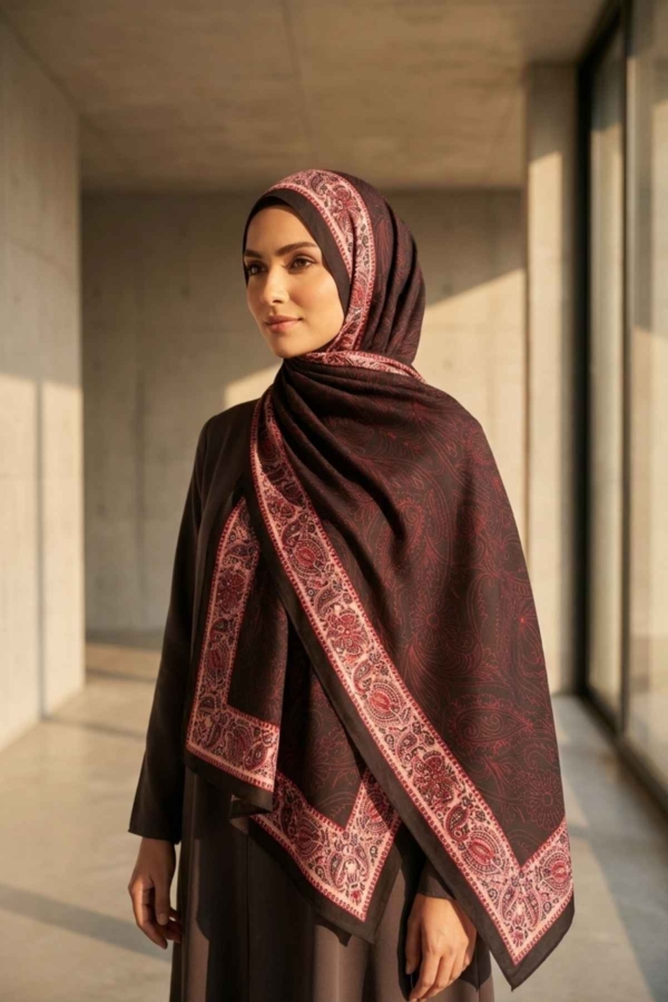 Mimelif Şehnaz İpeksi Desenli Şal Siyah