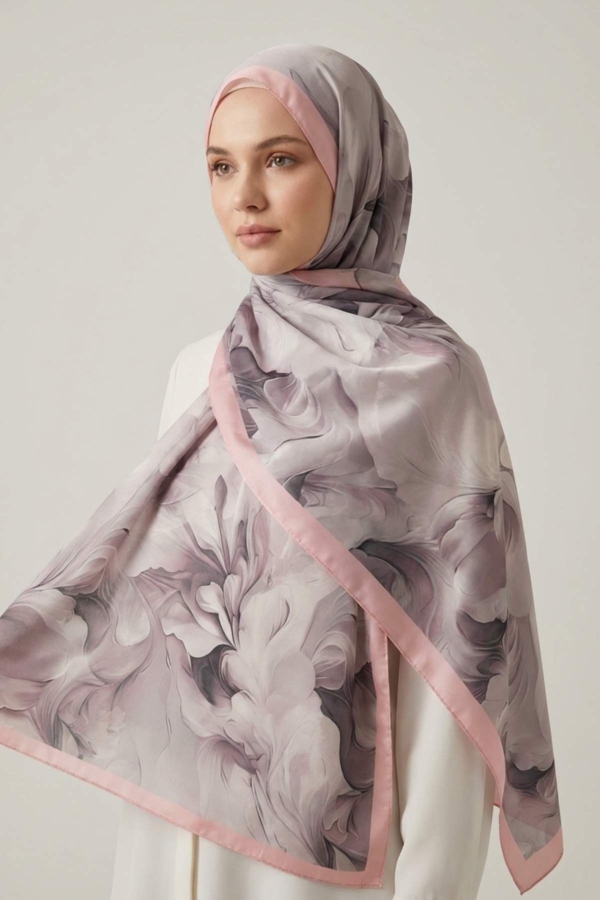 Rami Floral Desenli Şal Mürdüm