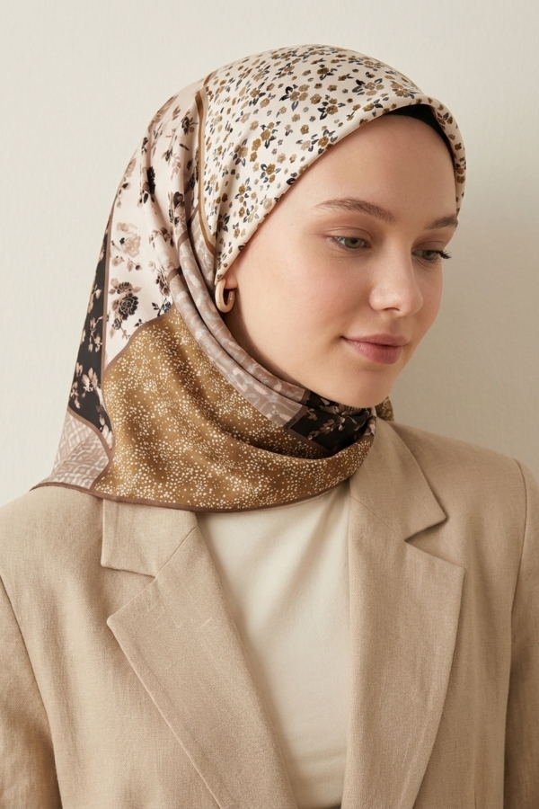 Mimelif Patchwork Desenli Vizon Twill Eşarp