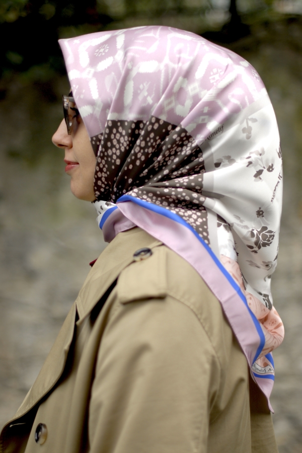 Mimelif Patchwork Desenli Pudra Twill Eşarp