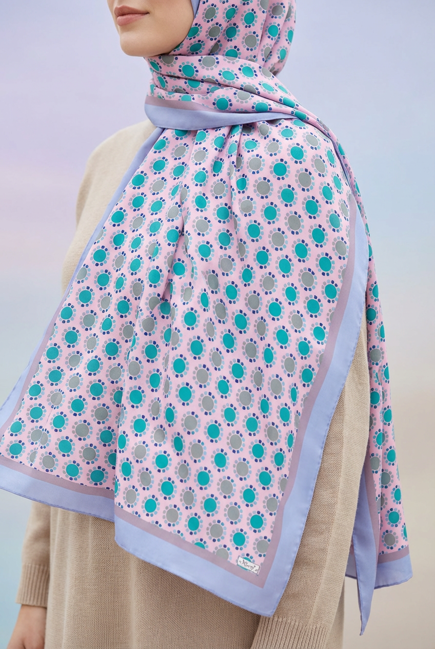 Mimelif Puantiye Desenli Mavi Şal
