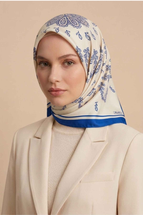 Mimelif Arya Minimal Desenli Twill Eşarp Mavi
