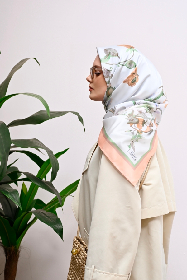 Mimelif Vera Desenli Somon Twill Eşarp