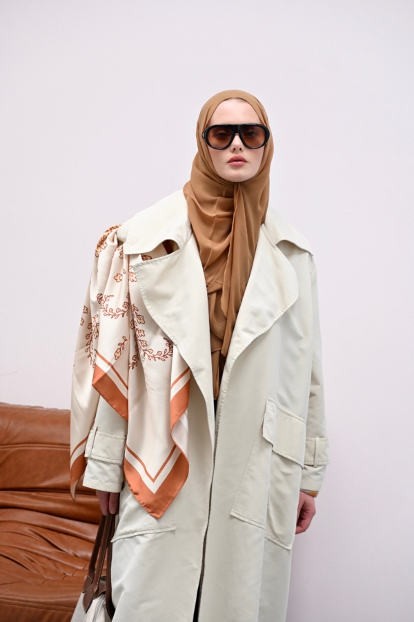 Mimelif Arya Minimal Desenli Twill Eşarp Kiremit